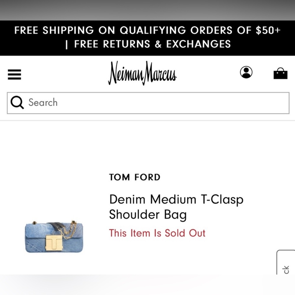 Tom Ford Blue Denim Patchwork Shoulder Bag - Picture 9 of 9